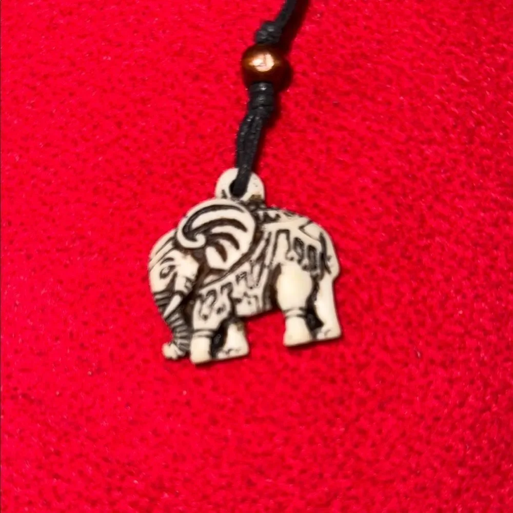 Elephant Pendant Necklace with Black Cord